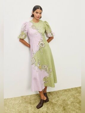 Alemais Lilac and Sage Sora Floral Midi Dress New with no tags